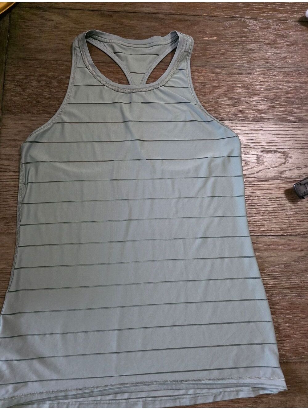 Womens Athleta Light Chi Racerback Green Striped Tank Top, Size XS